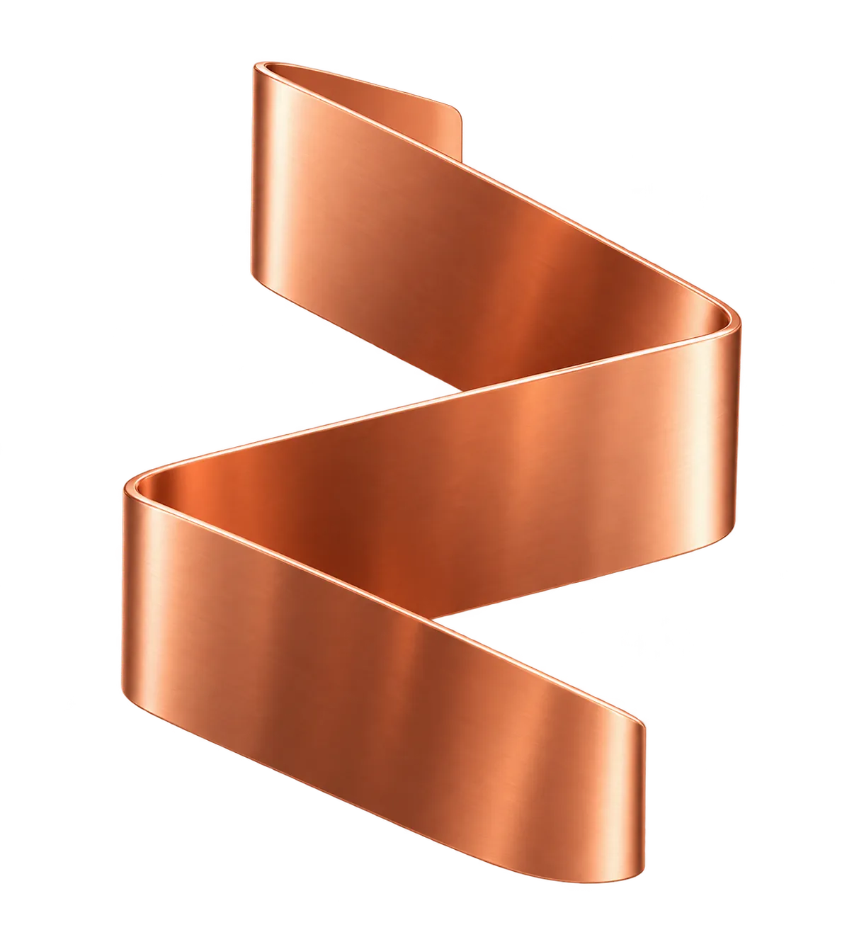 A folded copper ribbon, the Nexar Labs brand mark, standing upright.